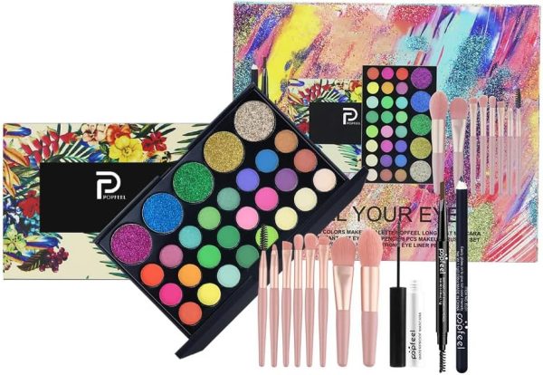 ⁦Eye Make up Kit with 29-Color Eyeshadow Palette, Makeup Brushes, Eyeliner Pencil, Eyebrow Pencil & Mascara - Versatile Eye Shadow Set for Daily & Party Makeup, Easy to Blend & Long-lasting⁩ - الصورة ⁦4⁩