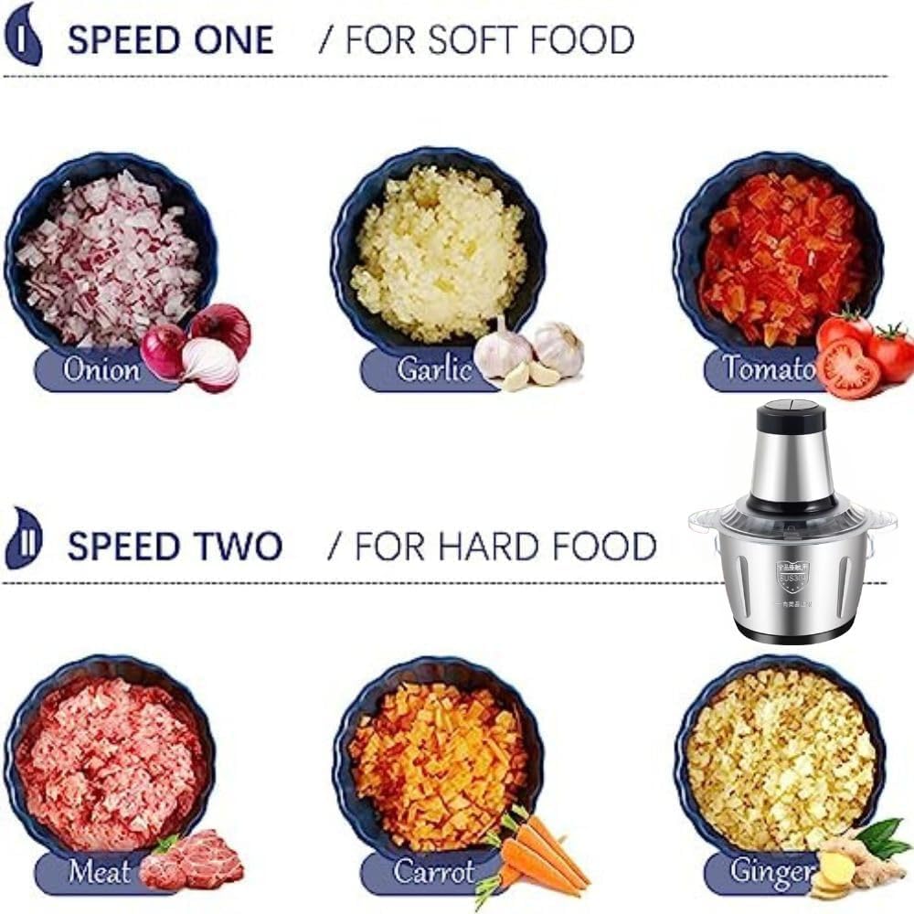 AlsayedP 2L Electric Meat Grinder Stainless Steel Electric Meat Chopper Powerful 300W Food Processor Designed For Meat, Vegetables, Fruits, and Nut (2L), AP-011 7 AlsayedP 2L Electric Meat Grinder Stainless Steel Electric Meat Chopper Powerful 300W Food Processor Designed For Meat, Vegetables, Fruits, and Nut (2L), AP-011 - الصورة 7