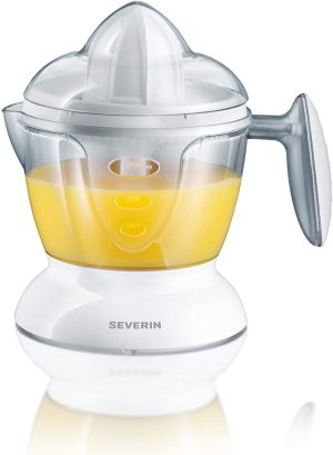 SEVERIN Lemon Squeezer CP3536 | 25W Electric Juicer | Dual Dome Design for All Fruit Sizes | Reversible Rotation | 750ml Capacity | Easy to Clean | Non-Skid Feet | White/Clear