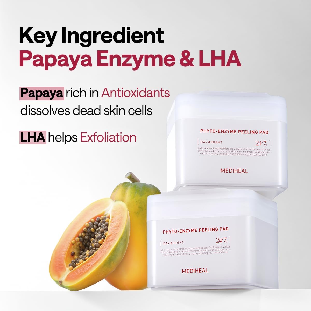 MEDIHEAL Phyto Enzyme Peeling Pad - Vegan Face Resurfacing Gauze With LHA & Papaya Enzym - Pore Tightening, Sebum Control, Exfoliating for Dead Skin Cells - 90 Pads 5 MEDIHEAL Phyto Enzyme Peeling Pad - Vegan Face Resurfacing Gauze With LHA & Papaya Enzym - Pore Tightening, Sebum Control, Exfoliating for Dead Skin Cells - 90 Pads - الصورة 5
