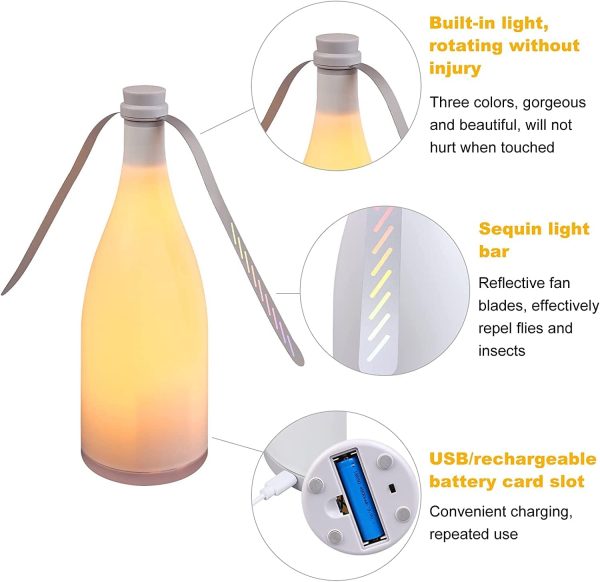 ⁦ELECDON Fly Repellent Fan for Tables Insects Repellent Fan USB Fan Fly Repellent Automatic Fans with Light, Portable Table Fan for Outdoor Indoor Keep Flies Away from Your Food Yellow Light⁩ - الصورة ⁦5⁩