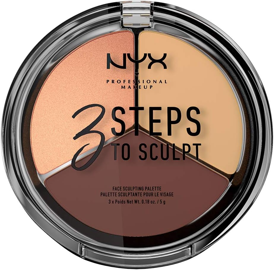 NYX Professional Makeup 3 Steps to Sculpt Face Sculpting Palette, Medium 03 3STS03 1 NYX Professional Makeup 3 Steps to Sculpt Face Sculpting Palette, Medium 03 3STS03