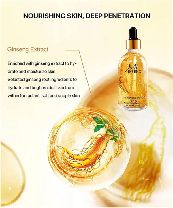 ⁦2Pcs Ginseng Polypeptide Anti-Ageing Essence, Ginseng Gold Polypeptide Anti-Ageing Essence, Ginseng Serum, for Tightening Sagging Skin Reduce Fine Lines (100ml)⁩ - الصورة ⁦4⁩
