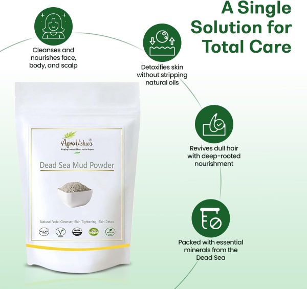 ⁦Agrovishwa 100% Natural Dead Sea Mud Powder For Face, Body & Hair powder - 100g⁩ - الصورة ⁦3⁩