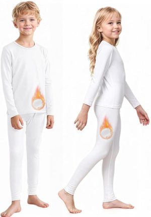 Maxmana Secret Kids Thermal Underwear Set Thermal Long Johns Top & Bottom Set Winter children Thermal Base Layer Fleece Interior Long Warm sleepwear