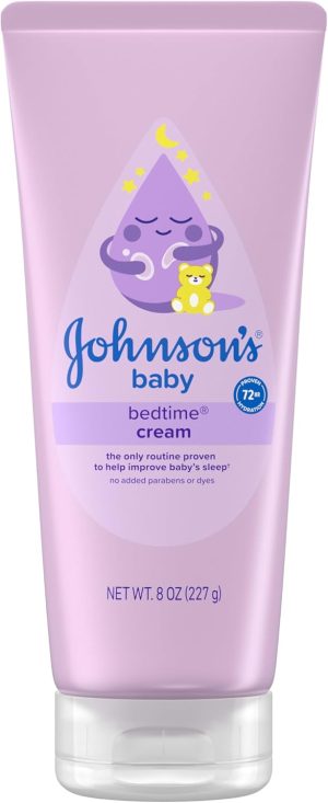 Johnson's Baby Bedtime Moisturizing Body Cream, Relaxing Aromas, Hypoallergenic Baby Night Cream for Long Lasting Dry Skin Relief, No Parabens or Dyes, 8 fl. oz