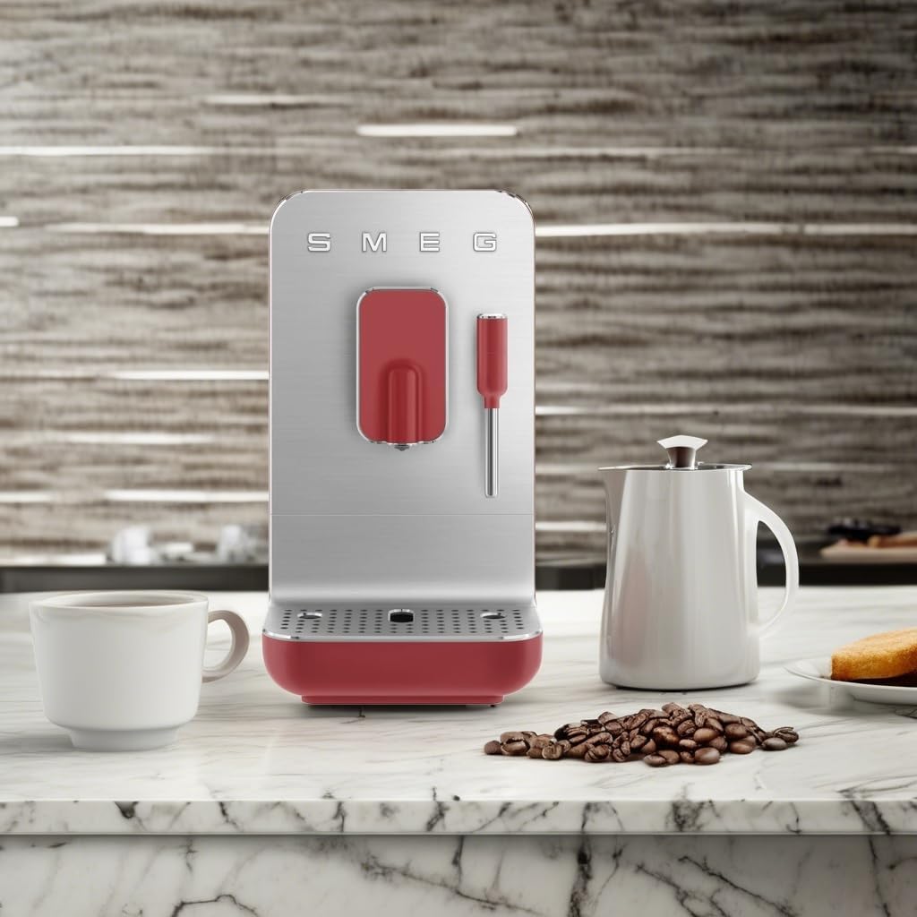 SMEG Fully Automatic Coffee Machine with Integrated Grinder and Steam Wand BCC02RDMUS, Red, Large 5 SMEG Fully Automatic Coffee Machine with Integrated Grinder and Steam Wand BCC02RDMUS, Red, Large - الصورة 5
