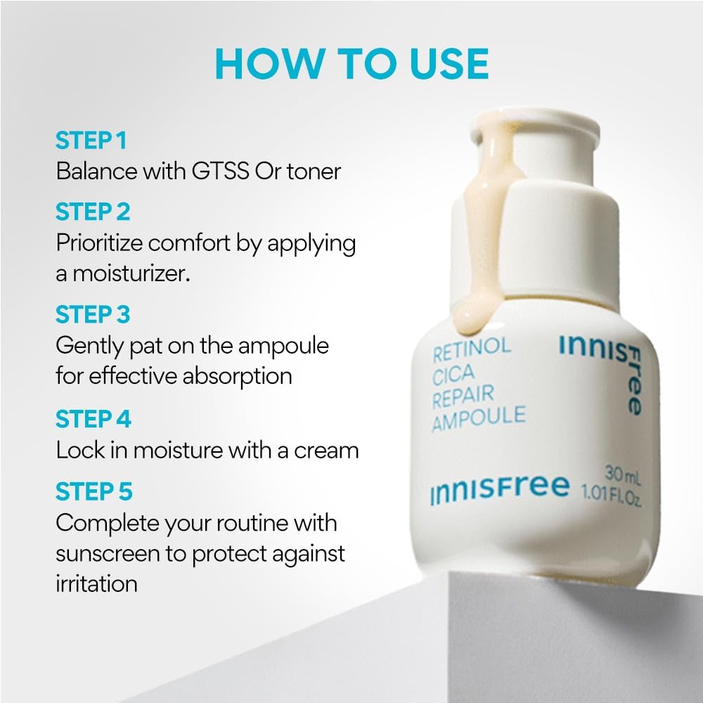 Innisfree Retinol Cica Repair Ampoule 30ml with Hyaluronic Acid, Reduces Skin Blemishes and improves skin elasticity, Korean Face Serum 9 Innisfree Retinol Cica Repair Ampoule 30ml with Hyaluronic Acid, Reduces Skin Blemishes and improves skin elasticity, Korean Face Serum - الصورة 9