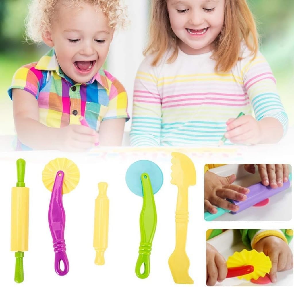 Montchi 20pcs Playdough Tools and Cutters, Clay Dough Tool Kit Plastic Colorful DIY Play Dough Tools Set Plasticine Modelling Tools Clay Rollers and Cutters for Kids, Random Color 5 Montchi 20pcs Playdough Tools and Cutters, Clay Dough Tool Kit Plastic Colorful DIY Play Dough Tools Set Plasticine Modelling Tools Clay Rollers and Cutters for Kids, Random Color - الصورة 5