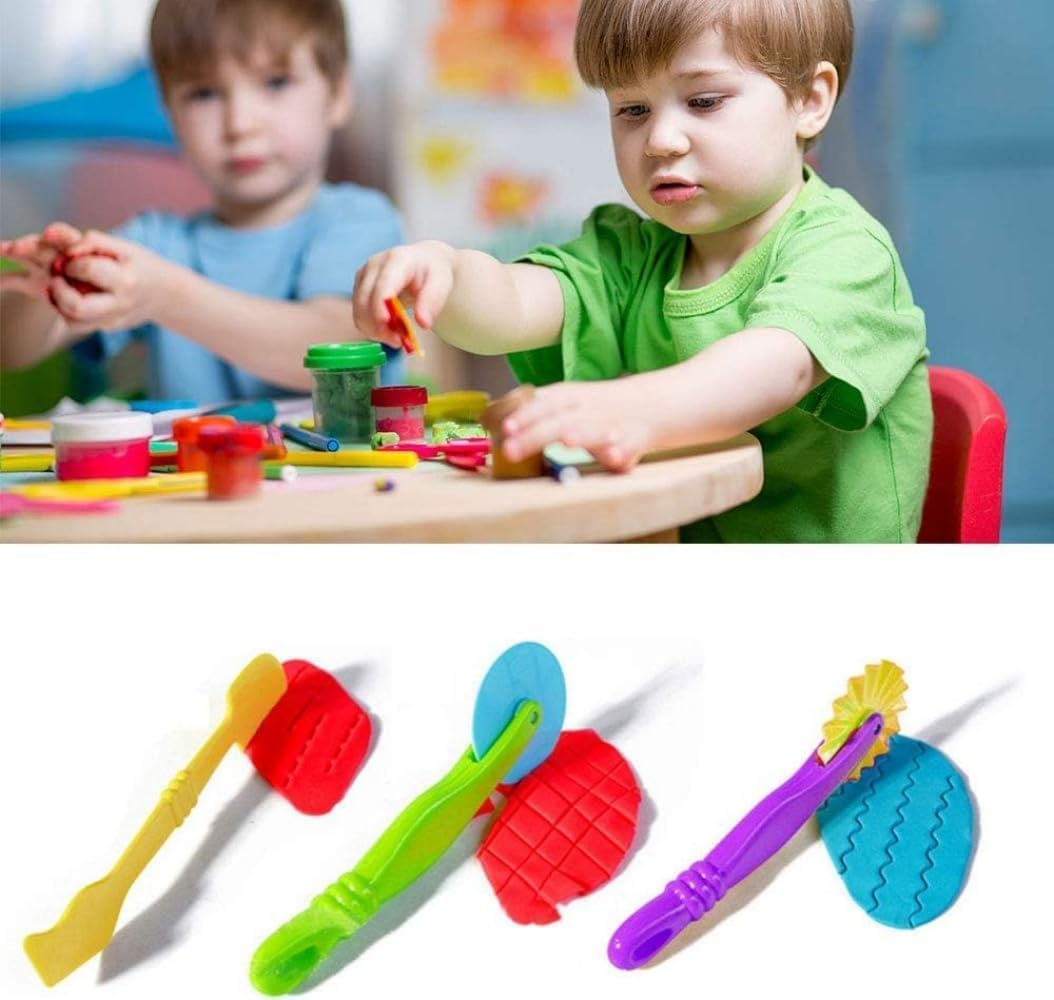 Montchi 20pcs Playdough Tools and Cutters, Clay Dough Tool Kit Plastic Colorful DIY Play Dough Tools Set Plasticine Modelling Tools Clay Rollers and Cutters for Kids, Random Color 3 Montchi 20pcs Playdough Tools and Cutters, Clay Dough Tool Kit Plastic Colorful DIY Play Dough Tools Set Plasticine Modelling Tools Clay Rollers and Cutters for Kids, Random Color - الصورة 3
