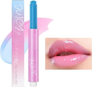 Ph Lip Balm, Color Changing Lip Balm, Juicy Lip Balm Shift - Fruit Flavored Moisturizing and Glossy Lip Care - Pink Lip Serum, Soothing and Protecting Lips (Blueberry)