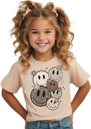 STYLI Girls Girls Beige Emoji Graphic T-Shirt