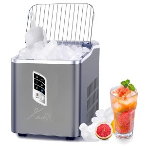 Enveix Automatic Ice Maker, 9 Cubes Ready in 6 Mins, 12Kg In 24 Hours, Self- Cleaning, Two Size Ice Cube, LED Control Panel, Scoop Included, 1.5L Capacity
