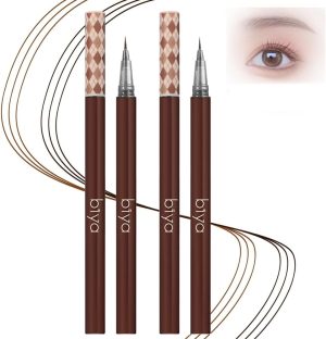 KASTWAVE 2 Pack Eyebrow Pencils, Ultra-Fine Waterproof Brow Pen, Waterproof, Sweat-Proof, Long-Lasting, Natural, No Dizzy Makeup, Natural Daily Look Perfect for Blondes & Dark Hair (Brown & Gray)