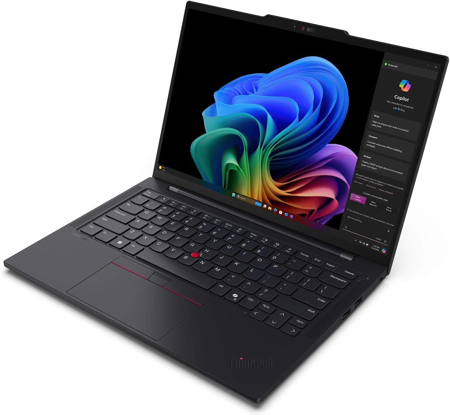 Lenovo ThinkPad T14s Gen 6 Ultraslim Copilot+ Laptop, Snapdragon X Elite X1E-78-100 Processor, 14" WUXGA (1920 x1200), IPS, Anti-Glare, 64GB DDR5, 2 TB SSD, Qualcomm Adreno GPU, Windows 11 - Black 3 Lenovo ThinkPad T14s Gen 6 Ultraslim Copilot+ Laptop, Snapdragon X Elite X1E-78-100 Processor, 14" WUXGA (1920 x1200), IPS, Anti-Glare, 64GB DDR5, 2 TB SSD, Qualcomm Adreno GPU, Windows 11 - Black - الصورة 3