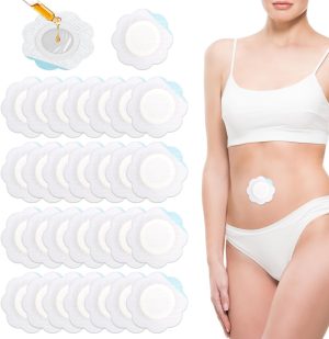 Bukela 30pcs Disposable Castor Oil Belly Button Patches, for Belly Button Highly Absorbent Organic Cover Compress Patch Anti-Seepage (Oil Not Included)