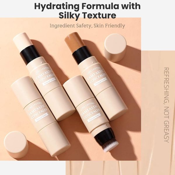 ⁦MAKINGTEC 2 PCS Contour Highlighter Stick with Brush -Bronzer Pen, Face Brightens Shades Pencil, Highlighting Shade, Highlight Shaping Stick, Waterproof, Longwear Makeup(01 and 04)⁩ - الصورة ⁦4⁩