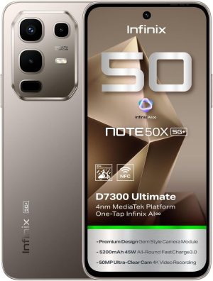 جوال نوت 50x 5G+ ‏بذاكرة رام 16 جيجابايت (8+8) ومساحة تخزين داخلية 256 جيجابايت، رمادي تيتانيوم