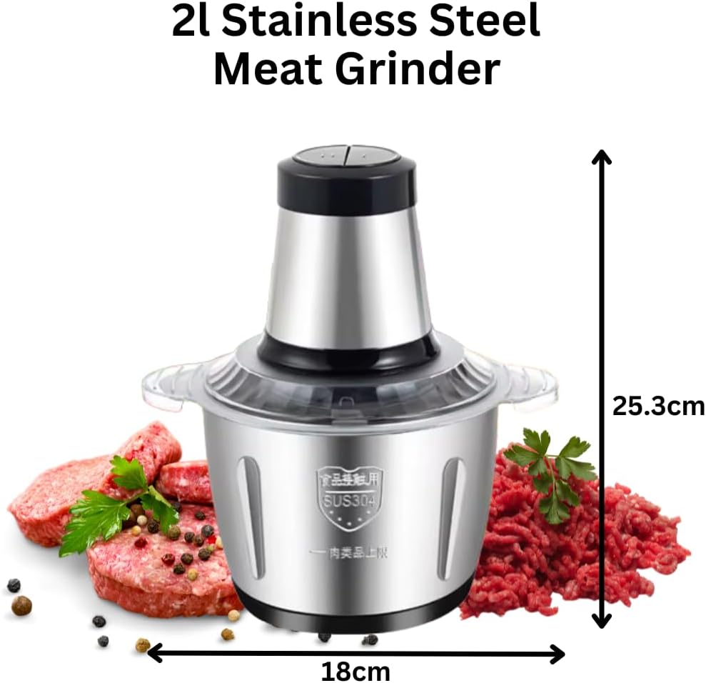 AlsayedP 2L Electric Meat Grinder Stainless Steel Electric Meat Chopper Powerful 300W Food Processor Designed For Meat, Vegetables, Fruits, and Nut (2L), AP-011 3 AlsayedP 2L Electric Meat Grinder Stainless Steel Electric Meat Chopper Powerful 300W Food Processor Designed For Meat, Vegetables, Fruits, and Nut (2L), AP-011 - الصورة 3