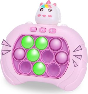 Fast Push Pop Bubble Game, Handheld Game Quick Push Sensory Toys Puzzle Game, Fidget Game for Kids and Adults, Light-Up Pop Game, Fun Party Favors and Birthday Gift for Boys and Girls