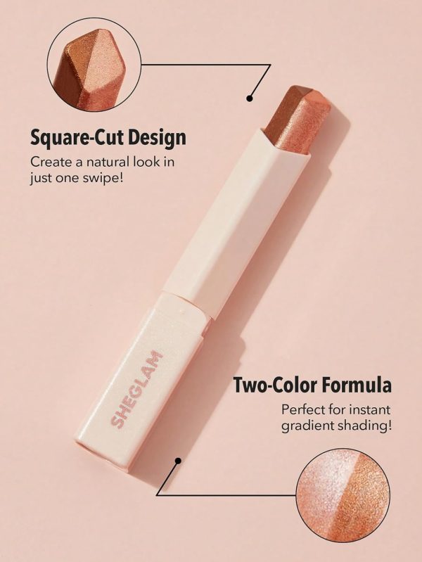 ⁦SHEGLAM Insta-Eyes Dual Tone Shadow Stick Gradient Two-Tone Glitter Eyeshadow Stick Rose Pearlescent Shimmer One Step Easy To Use Smooth Blendable Eyeshadow-Rosé⁩ - الصورة ⁦4⁩