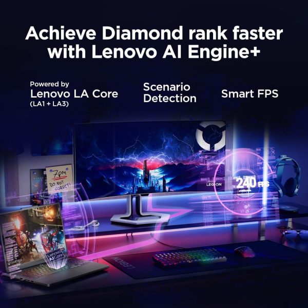 ⁦Lenovo Legion Pro 5 16IAX10 AI Gaming Laptop, 16" WQXGA OLED 165Hz, Intel Core Ultra 9 275HX, 32GB RAM, 1TB SSD, NVIDIA RTX 5070 8GB, RGB EN-ARB, Win11, Black [83F3001YAX] + 2Y Premium Care⁩ - الصورة ⁦7⁩