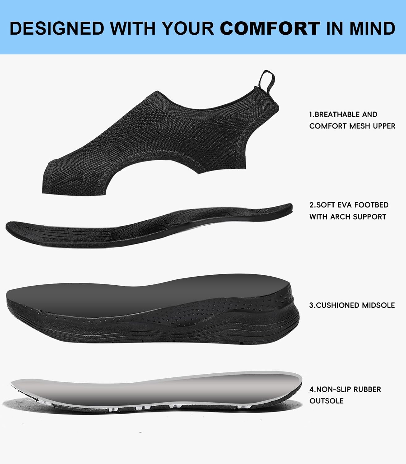 YESWIN Women Walking Sandals Arch Support Orthotic Comfortable Plantar Fasciitis Sandals Non-slip Casual Open Toe Sport Sandals for Athletic Summer Beach 3 YESWIN Women Walking Sandals Arch Support Orthotic Comfortable Plantar Fasciitis Sandals Non-slip Casual Open Toe Sport Sandals for Athletic Summer Beach - الصورة 3