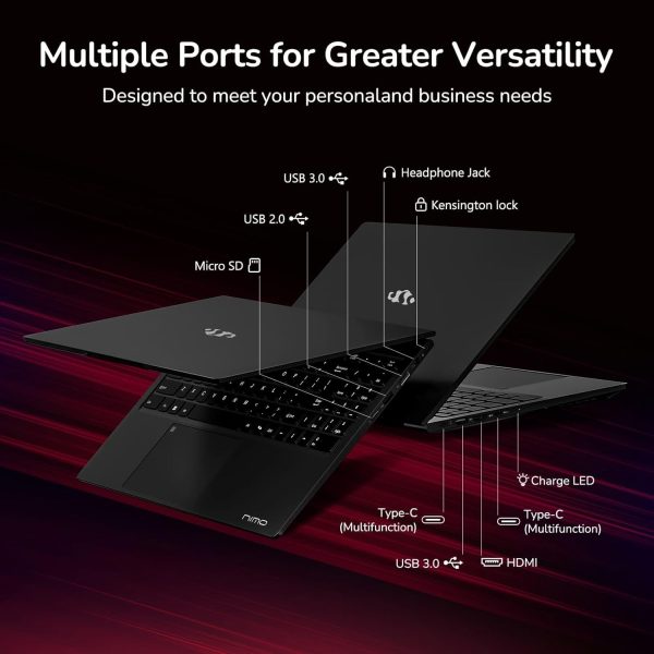 ⁦nimo 15.6" IPS FHD-Gaming-Laptop, 8 Cores AMD Ryzen 7 6800H 32GB DDR5 RAM 1TB SSD (Beat Intel i7-12700H, Up to 4.7GHz) AMD Radeon 680M GPU-Computer with 100W GaN Type-C Backlit Keyboard Fingerprint⁩ - الصورة ⁦5⁩