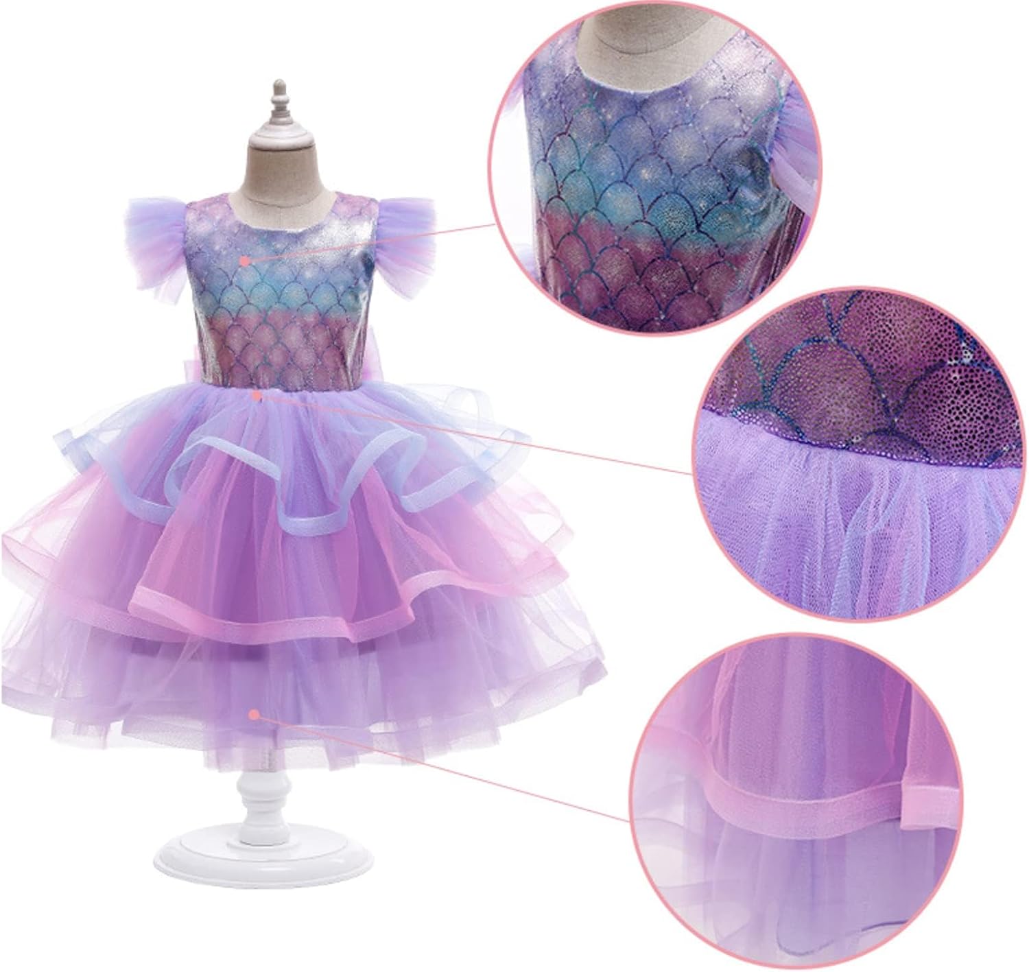 Excefore Mermaid Costume for Girls, Princess Dress Girls Party Cosplay Girl Clothing Birthday Princess Dress Kids Costume With Princess Jewelry Crown Set, 120cm 3 Excefore Mermaid Costume for Girls, Princess Dress Girls Party Cosplay Girl Clothing Birthday Princess Dress Kids Costume With Princess Jewelry Crown Set, 120cm - الصورة 3