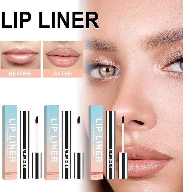 ⁦3Pcs Peel Off Lip Liner Stain,Matte Tattoo Peel Off Lip Liner,Long Lasting Waterproof Liquid Lip Liner & Stain⁩ - الصورة ⁦2⁩