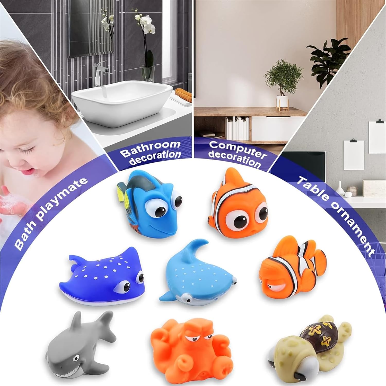 Andanna 8pcs Multicolor Sea Life Baby Bath Toys, Ages 6-18 Months, PVC Material, Squirting Water Toys for Kids Bathtub & Pool, Includes Turtle, Dory, Shark & More 5 Andanna 8pcs Multicolor Sea Life Baby Bath Toys, Ages 6-18 Months, PVC Material, Squirting Water Toys for Kids Bathtub & Pool, Includes Turtle, Dory, Shark & More - الصورة 5