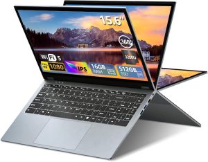 KUMNOSAL Laptop 15.6 Inch 2 in 1 Touchscreen Laptop Computer, Laptop AMD R3-3200U CPU (up to 3.5GHz), 16GB RAM 512GB SSD Touch Screen Laptops, 360 Angle Opening RJ45 WIFI5 HDMI Backlit Keyboard FHD