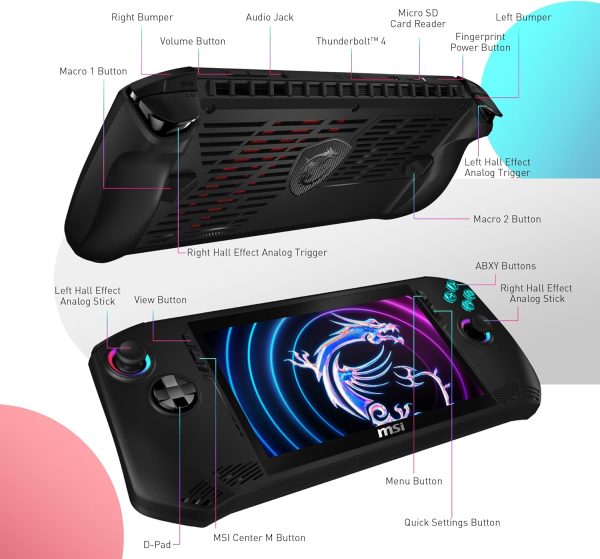 ⁦MSI Claw A1M PC Gaming Handheld: Intel Ultra 7-155H, 8" FHD 120Hz Display, 16GB LPDDR5, 1TB NVMe SSD, SD Card Reader, Thunderbolt 4, Win 11 Home: Black 229US⁩ - الصورة ⁦6⁩