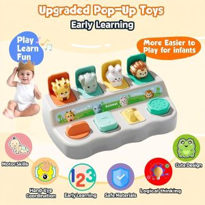 BOOM Interactive Pop up Toys,Educational Montessori Cause and Effect, Developmental Educational Toy Suitable forfor Toddlers 1 2 3,Interactive Sensory Toys for Babies Aged 18 Months and Above (white)