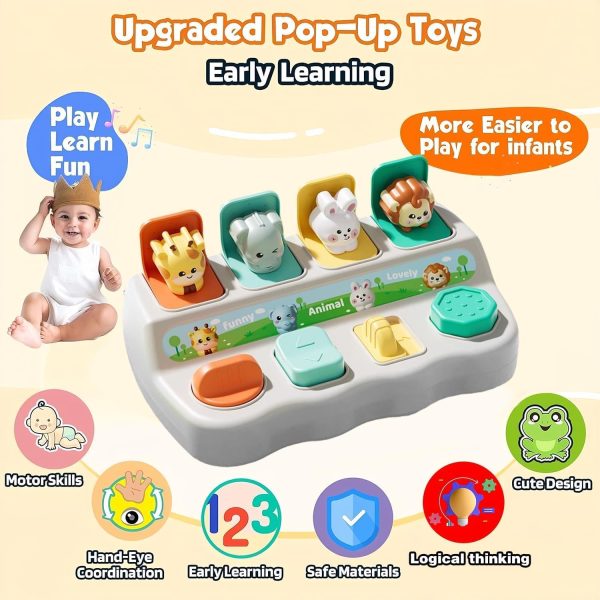 BOOM Interactive Pop up Toys,Educational Montessori Cause and Effect, Developmental Educational Toy Suitable forfor Toddlers 1 2 3,Interactive Sensory Toys for Babies Aged 18 Months and Above (white)