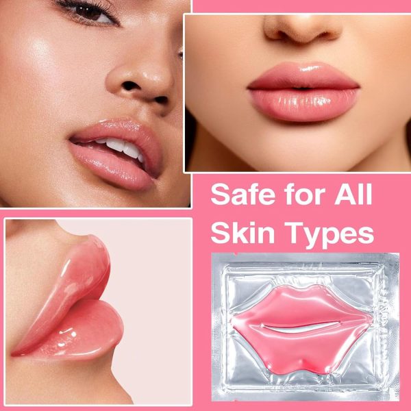 ⁦ALMEKAQUZ 30Pcs Moisturizing Collagen Crystal Lip Mask, Lip Care Gel Pads for Dry Lips, Lip Patches, Fade Lip Color, Remove Chapped Skin, Hydrating Your Lips (Pink)⁩ - الصورة ⁦3⁩