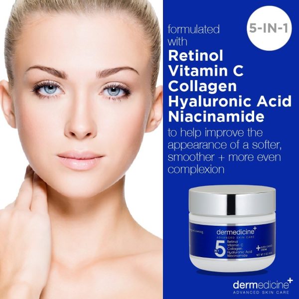 ⁦5 in 1 Retinol, Vitamin C, Collagen, Hyaluronic Acid and Niacinamide | Potent Face Cream which May Help Improve Appearance of Fine Lines and Wrinkles and Reduce Appearance of Dark Spots | 2 oz / 60ml⁩ - الصورة ⁦2⁩