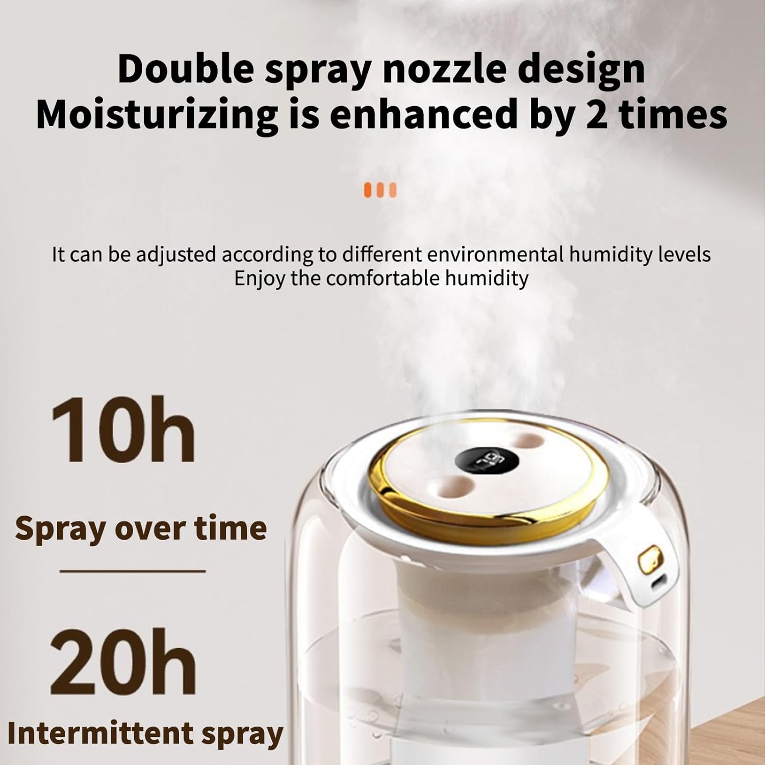 Lukione 2L Humidifiers for Bedroom with Night Light, Cool Mist Humidifier for Home, Quiet Operation with 360° Rotation- 2 Filter Sponge, USB Plug,for Home, Office, for 20-40 ㎡ 5 Lukione 2L Humidifiers for Bedroom with Night Light, Cool Mist Humidifier for Home, Quiet Operation with 360° Rotation- 2 Filter Sponge, USB Plug,for Home, Office, for 20-40 ㎡ - الصورة 5