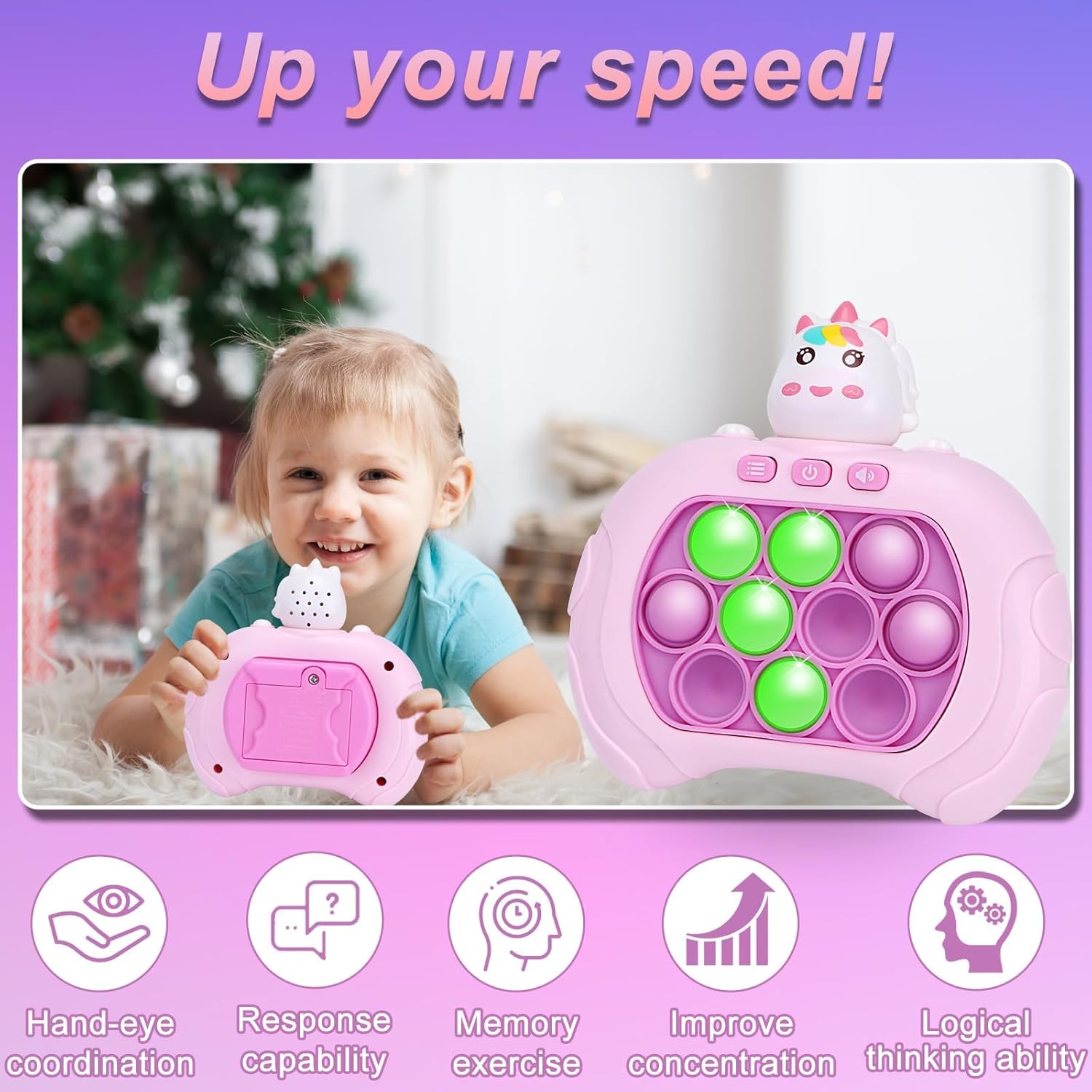 Fast Push Pop Bubble Game, Handheld Game Quick Push Sensory Toys Puzzle Game, Fidget Game for Kids and Adults, Light-Up Pop Game, Fun Party Favors and Birthday Gift for Boys and Girls 2 Fast Push Pop Bubble Game, Handheld Game Quick Push Sensory Toys Puzzle Game, Fidget Game for Kids and Adults, Light-Up Pop Game, Fun Party Favors and Birthday Gift for Boys and Girls - الصورة 2