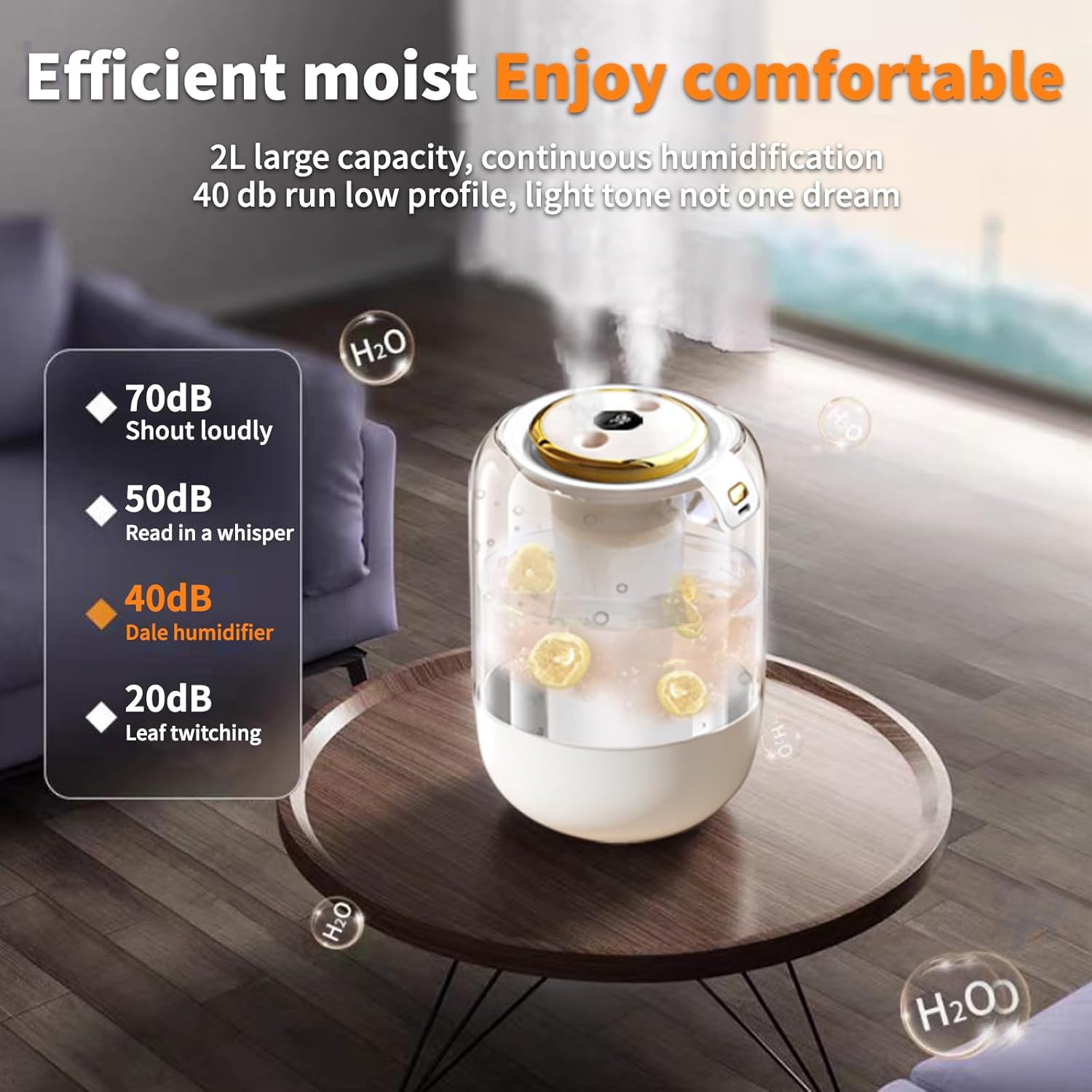 Lukione 2L Humidifiers for Bedroom with Night Light, Cool Mist Humidifier for Home, Quiet Operation with 360° Rotation- 2 Filter Sponge, USB Plug,for Home, Office, for 20-40 ㎡ 2 Lukione 2L Humidifiers for Bedroom with Night Light, Cool Mist Humidifier for Home, Quiet Operation with 360° Rotation- 2 Filter Sponge, USB Plug,for Home, Office, for 20-40 ㎡ - الصورة 2