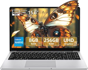 15.6 inch Laptop, Laptops with Celeron N4000, 2025 Gaming Laptop for 8GB LPDDR4 256GB SSD, IPS FHD 1920x1080, WiFi+BT4.2+Mini HDMI+TF Card Slot, Traditional Laptops Computers Convertible 180° Netbook