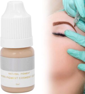 Semi-Permanent Tattoo Ink, Faster Coloring Lip Tattoo Makeup Ink Microblading Pigment Eyebrow Lips Tattoo Color for Beginner, 8ml(Skin)