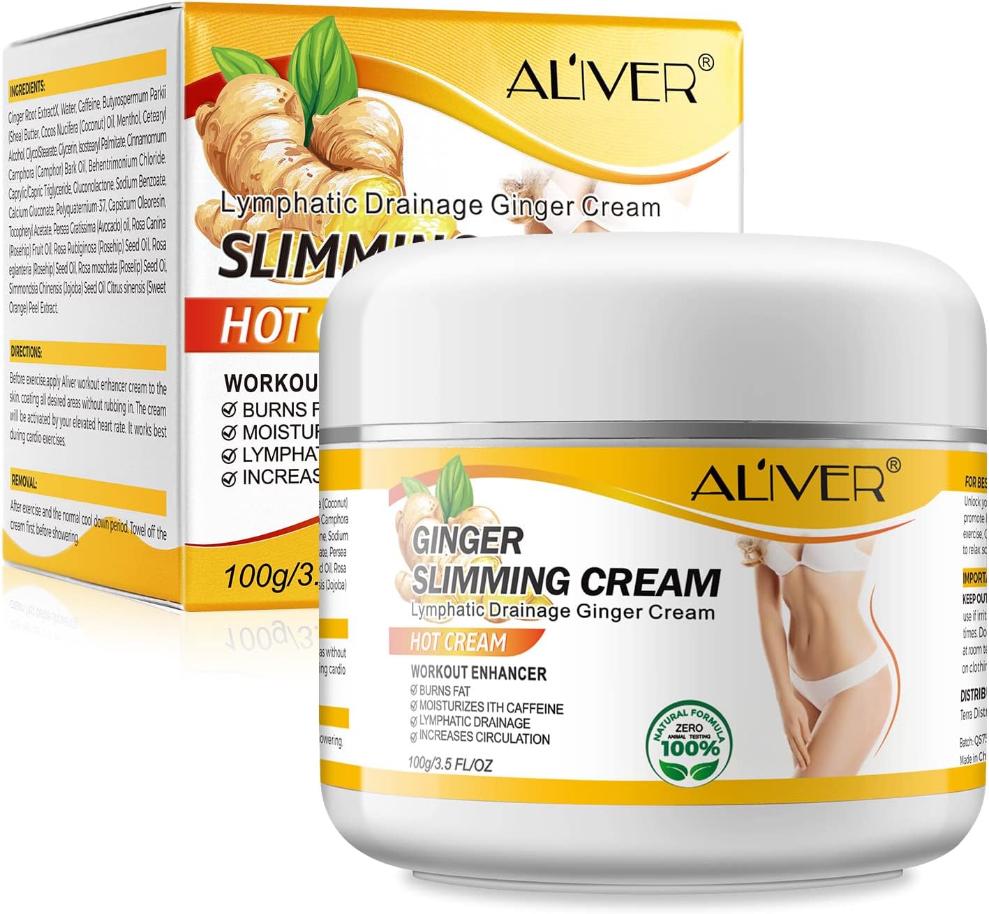 RTBYUE Ginger Slimming Cream - Hot Fat Burning Weight Loss Full Body Anti-Cellulite Cream for Belly, Perfect for Cellulite, Soothing, Relaxing, Tightening 1 RTBYUE Ginger Slimming Cream - Hot Fat Burning Weight Loss Full Body Anti-Cellulite Cream for Belly, Perfect for Cellulite, Soothing, Relaxing, Tightening