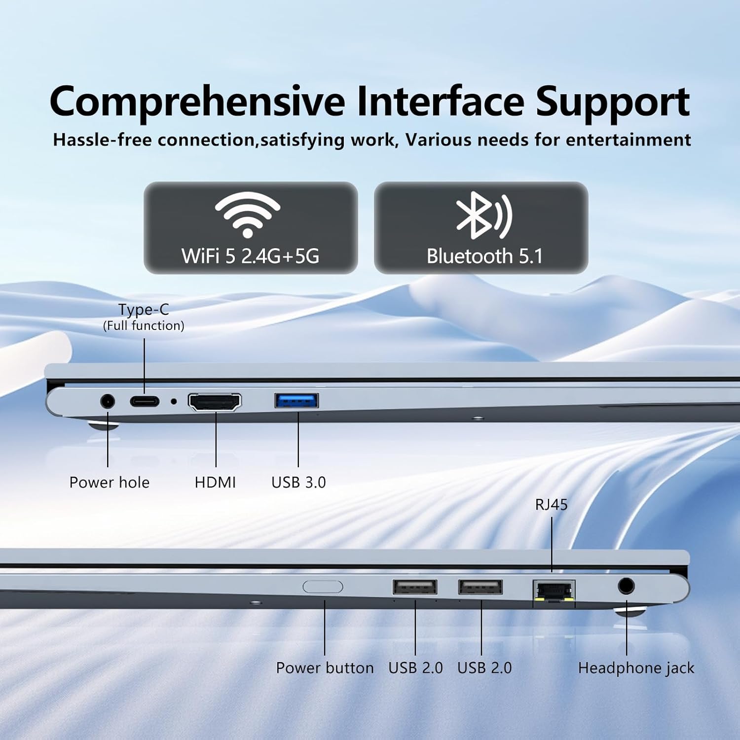 KUMNOSAL Laptop 15.6 Inch 2 in 1 Touchscreen Laptop Computer, Laptop AMD R3-3200U CPU (up to 3.5GHz), 16GB RAM 512GB SSD Touch Screen Laptops, 360 Angle Opening RJ45 WIFI5 HDMI Backlit Keyboard FHD 6 KUMNOSAL Laptop 15.6 Inch 2 in 1 Touchscreen Laptop Computer, Laptop AMD R3-3200U CPU (up to 3.5GHz), 16GB RAM 512GB SSD Touch Screen Laptops, 360 Angle Opening RJ45 WIFI5 HDMI Backlit Keyboard FHD - الصورة 6