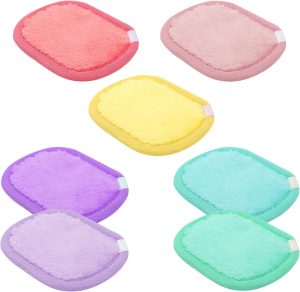 YILANJIN 7 Pack Makeup Remover Pads, Reusable Make Up Pads, Double-Sided Microfibre Face Pads, Washable Face Cleansing Pads Reusable Makeup Remover Cloths for All Skin Types, Multicolor
