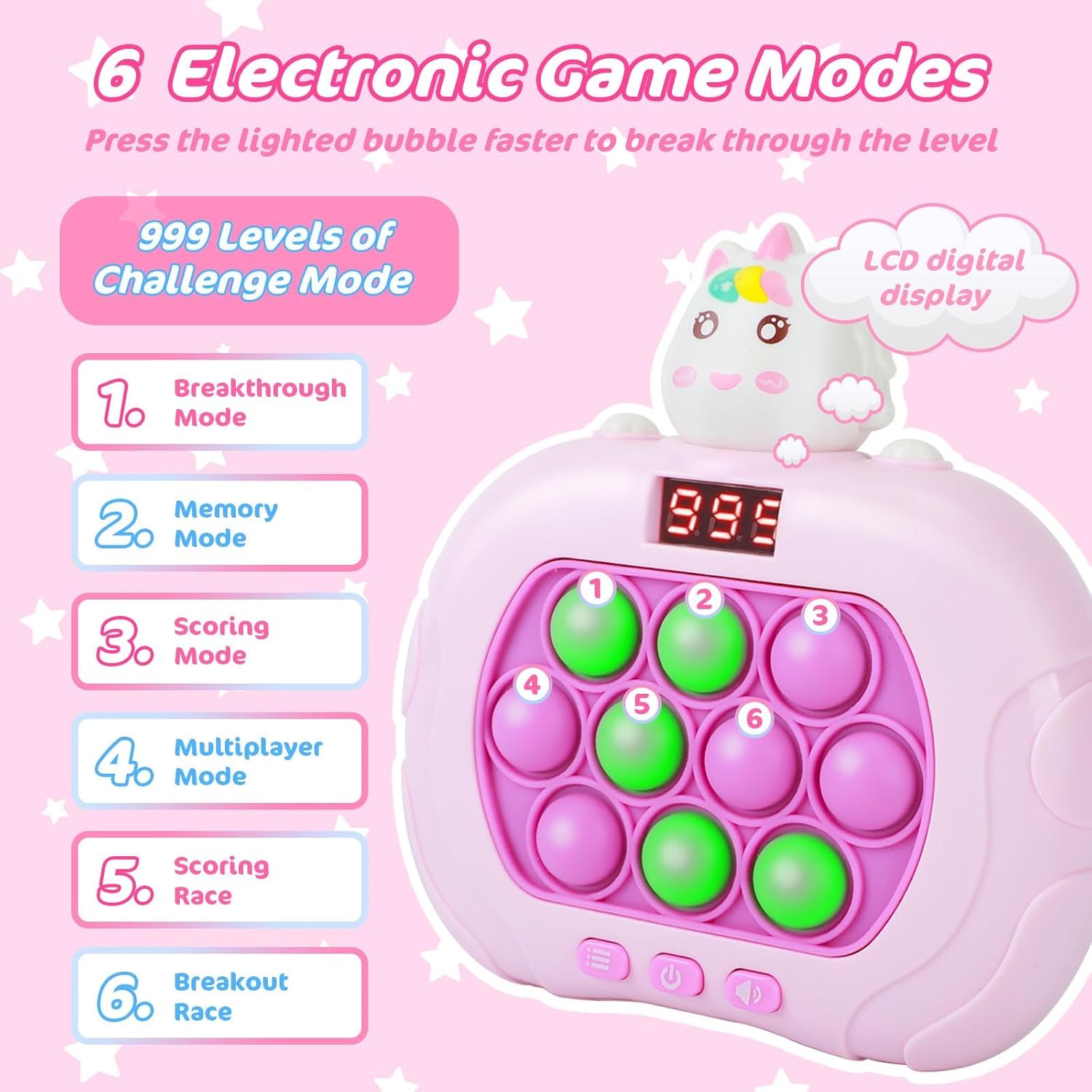 Fast Push Pop Bubble Game, Handheld Game Quick Push Sensory Toys Puzzle Game, Fidget Game for Kids and Adults, Light-Up Pop Game, Fun Party Favors and Birthday Gift for Boys and Girls 6 Fast Push Pop Bubble Game, Handheld Game Quick Push Sensory Toys Puzzle Game, Fidget Game for Kids and Adults, Light-Up Pop Game, Fun Party Favors and Birthday Gift for Boys and Girls - الصورة 6