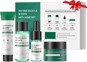 Tea Tree Salicylic Acid Facial Skin Care Set, Acne Treatment Skincare Set ,Skincare Mini Kit, Facial Kit Gifts for Women,Cleanser, Toner, Serum, Cream,Oil Control Facial Kit, Travel Size Set