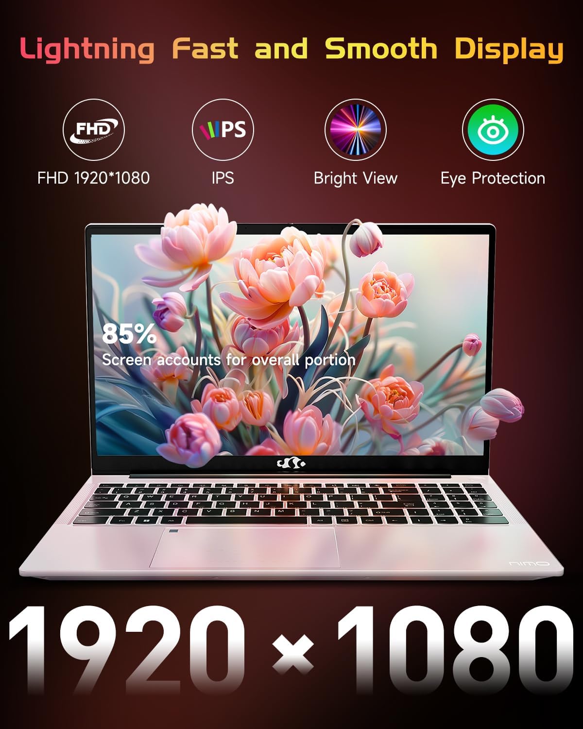 NIMO 15.6" IPS FHD-Student-Laptop, Intel Pentium Quad Core N100 16GB RAM 512GB SSD (Beat i3-1115G4, Up to 3.4GHz) Computer with Backlit Keyboard Fingerprint GaN Type C WiFi 6 BT5.2 Win 11 2 NIMO 15.6" IPS FHD-Student-Laptop, Intel Pentium Quad Core N100 16GB RAM 512GB SSD (Beat i3-1115G4, Up to 3.4GHz) Computer with Backlit Keyboard Fingerprint GaN Type C WiFi 6 BT5.2 Win 11 - الصورة 2