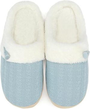 NineCiFun Women's Slip on Fuzzy Slippers Memory Foam House Slippers Outdoor Indoor Warm Plush Bedroom Shoes Scuff with Fur Lining