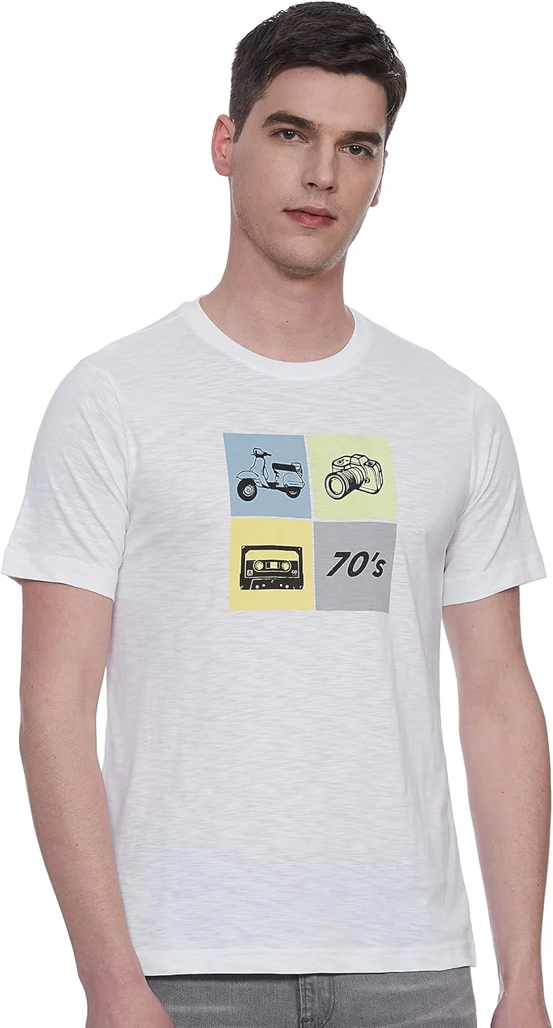 Amazon Brand - Symbol Men's Printed Regular Fit T-Shirt (SYM-T-CD4-D4_Bright White